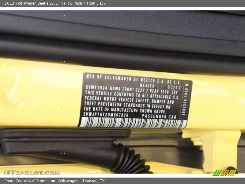 Yellow Rush / Titan Black 2013 Volkswagen Beetle 2.5L