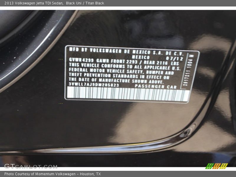 Black Uni / Titan Black 2013 Volkswagen Jetta TDI Sedan