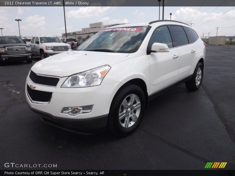 White / Ebony 2012 Chevrolet Traverse LT AWD