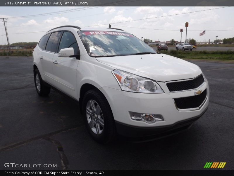 White / Ebony 2012 Chevrolet Traverse LT AWD