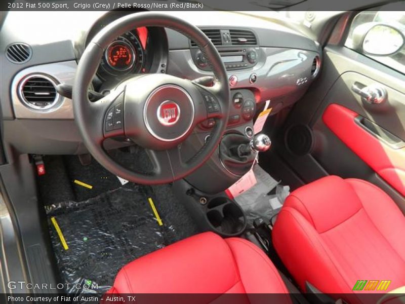 Grigio (Grey) / Pelle Rosso/Nera (Red/Black) 2012 Fiat 500 Sport