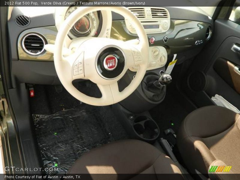 Verde Oliva (Green) / Tessuto Marrone/Avorio (Brown/Ivory) 2012 Fiat 500 Pop