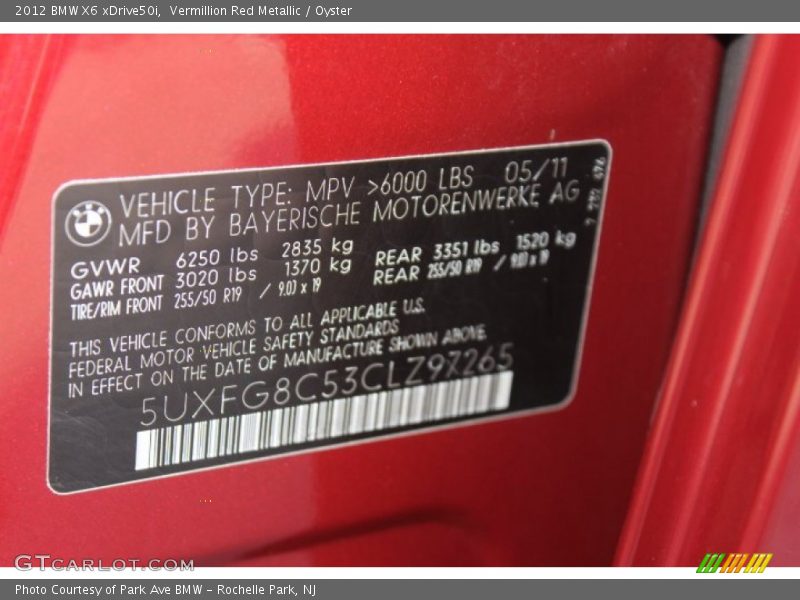Vermillion Red Metallic / Oyster 2012 BMW X6 xDrive50i