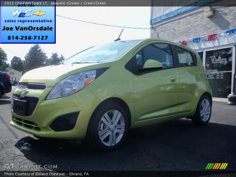 Jalapeno (Green) / Green/Green 2013 Chevrolet Spark LT