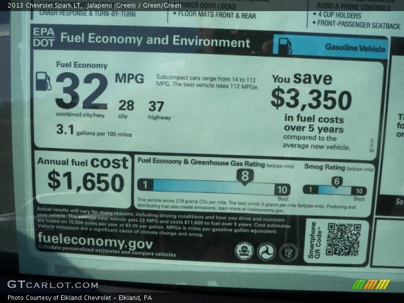  2013 Spark LT Window Sticker