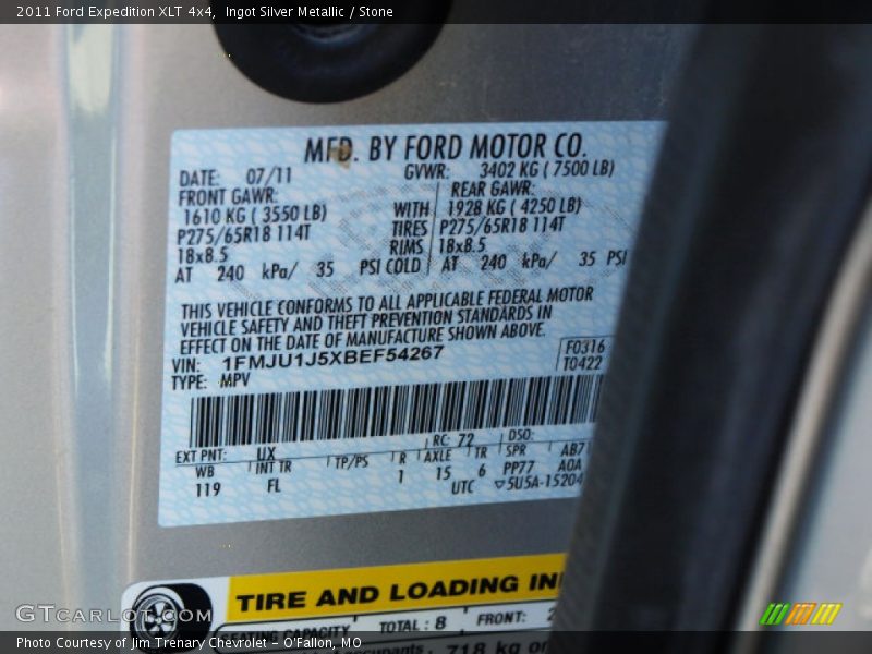 Ingot Silver Metallic / Stone 2011 Ford Expedition XLT 4x4