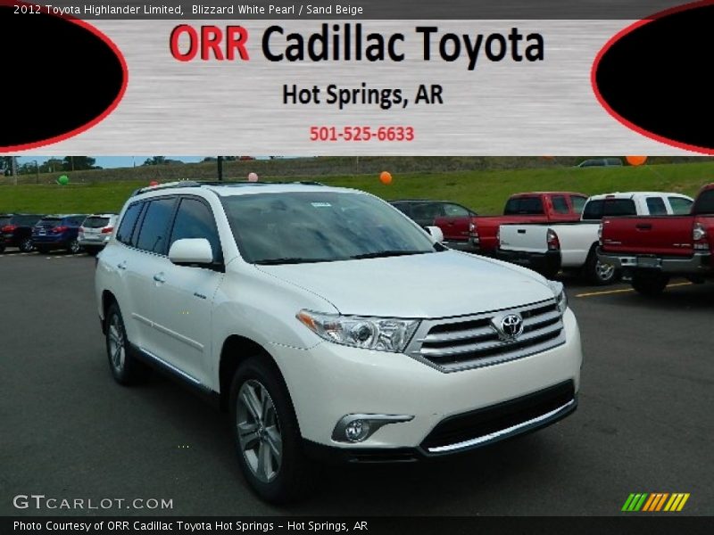 Blizzard White Pearl / Sand Beige 2012 Toyota Highlander Limited