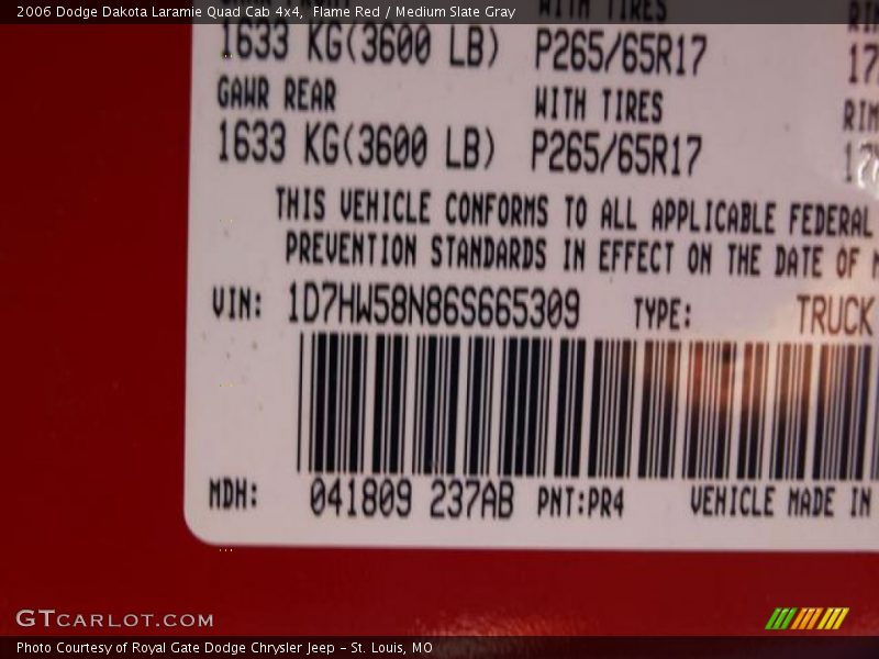 Flame Red / Medium Slate Gray 2006 Dodge Dakota Laramie Quad Cab 4x4