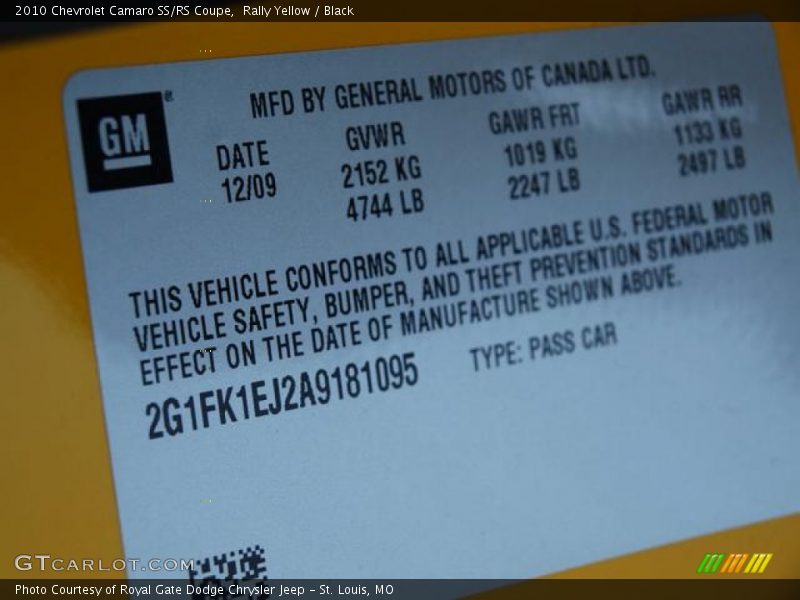 Rally Yellow / Black 2010 Chevrolet Camaro SS/RS Coupe