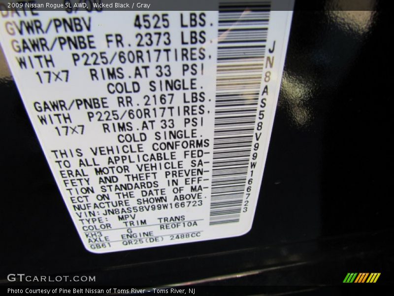 Wicked Black / Gray 2009 Nissan Rogue SL AWD