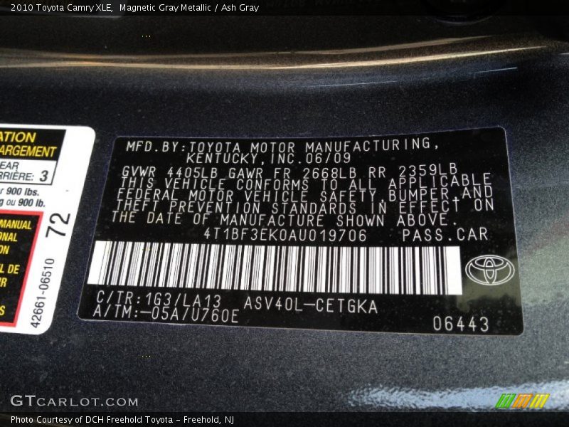 Magnetic Gray Metallic / Ash Gray 2010 Toyota Camry XLE