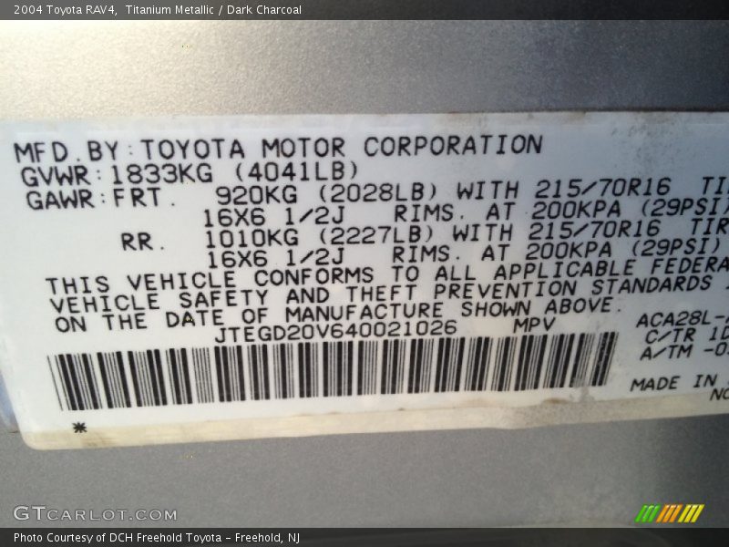Titanium Metallic / Dark Charcoal 2004 Toyota RAV4