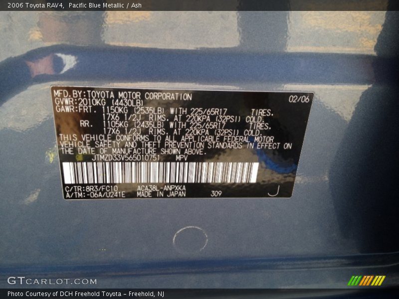 Pacific Blue Metallic / Ash 2006 Toyota RAV4