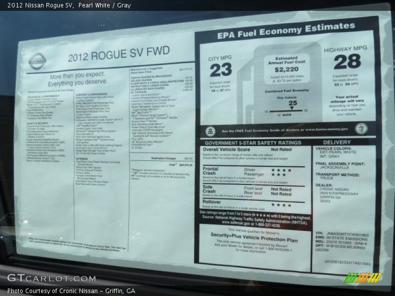 Pearl White / Gray 2012 Nissan Rogue SV
