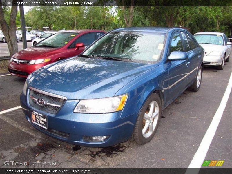 Aqua Blue / Beige 2007 Hyundai Sonata Limited V6