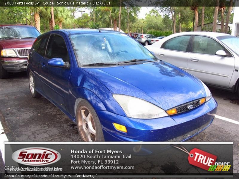 Sonic Blue Metallic / Black/Blue 2003 Ford Focus SVT Coupe