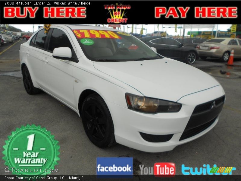 Wicked White / Beige 2008 Mitsubishi Lancer ES
