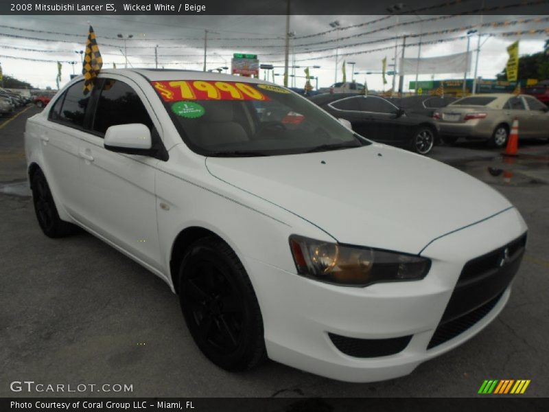 Wicked White / Beige 2008 Mitsubishi Lancer ES