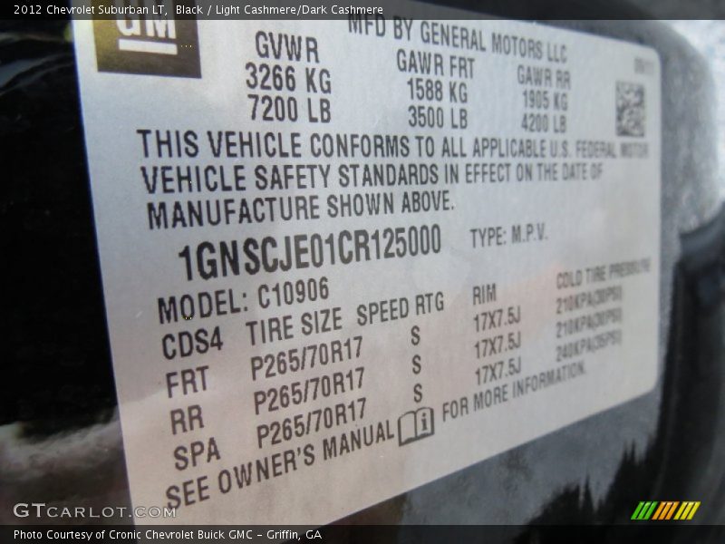 Black / Light Cashmere/Dark Cashmere 2012 Chevrolet Suburban LT