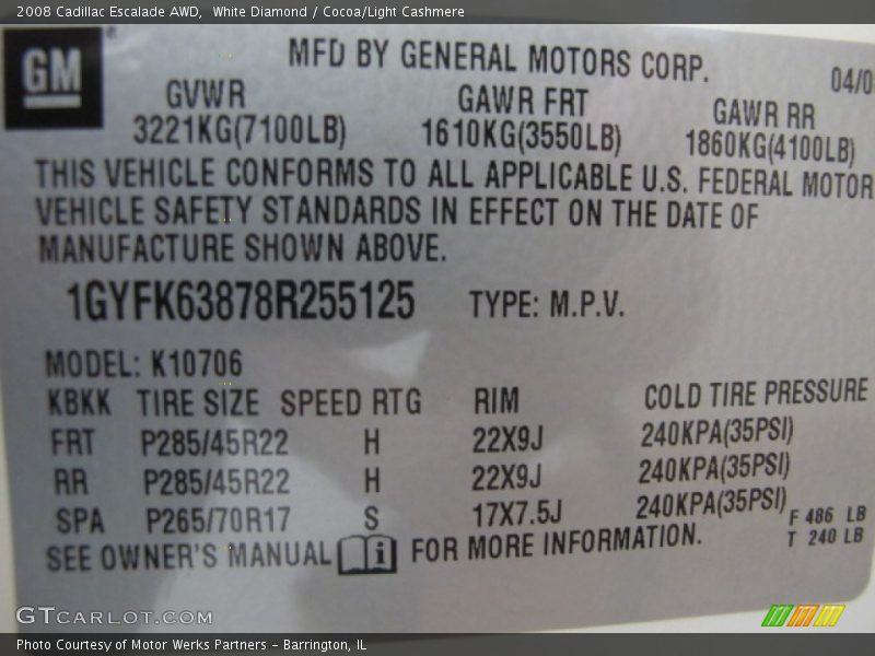 White Diamond / Cocoa/Light Cashmere 2008 Cadillac Escalade AWD