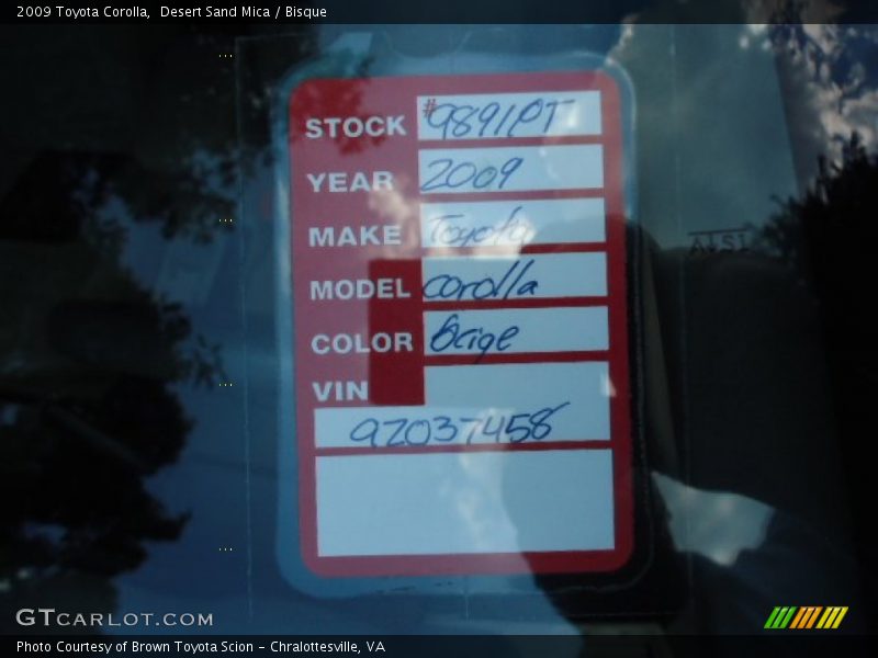 Desert Sand Mica / Bisque 2009 Toyota Corolla
