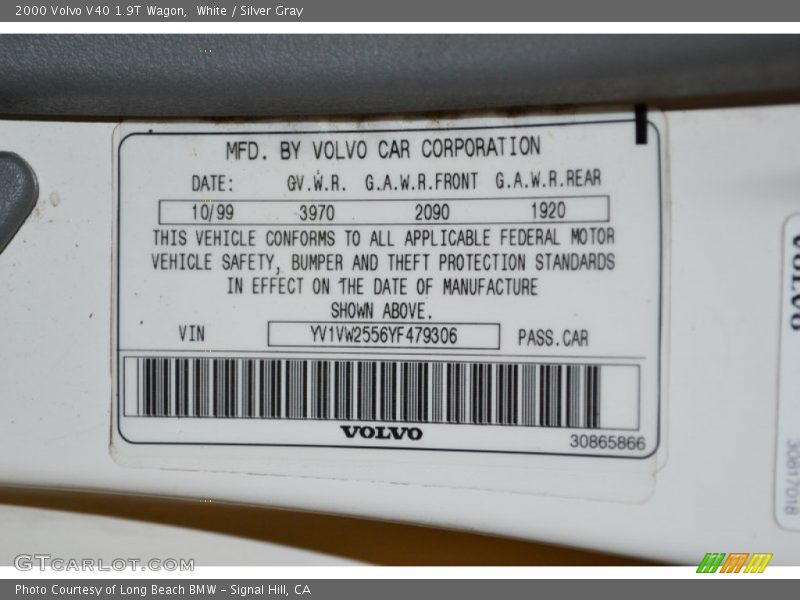 White / Silver Gray 2000 Volvo V40 1.9T Wagon