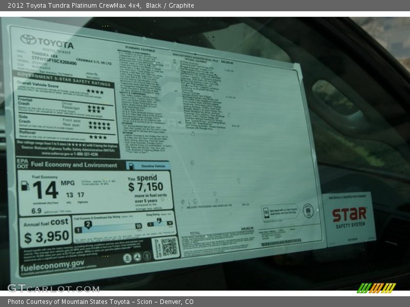 Black / Graphite 2012 Toyota Tundra Platinum CrewMax 4x4