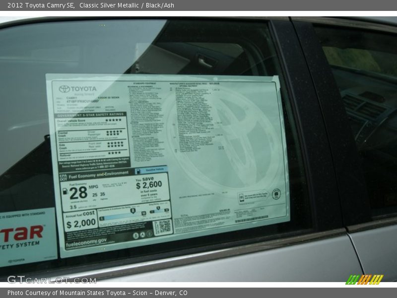 Classic Silver Metallic / Black/Ash 2012 Toyota Camry SE