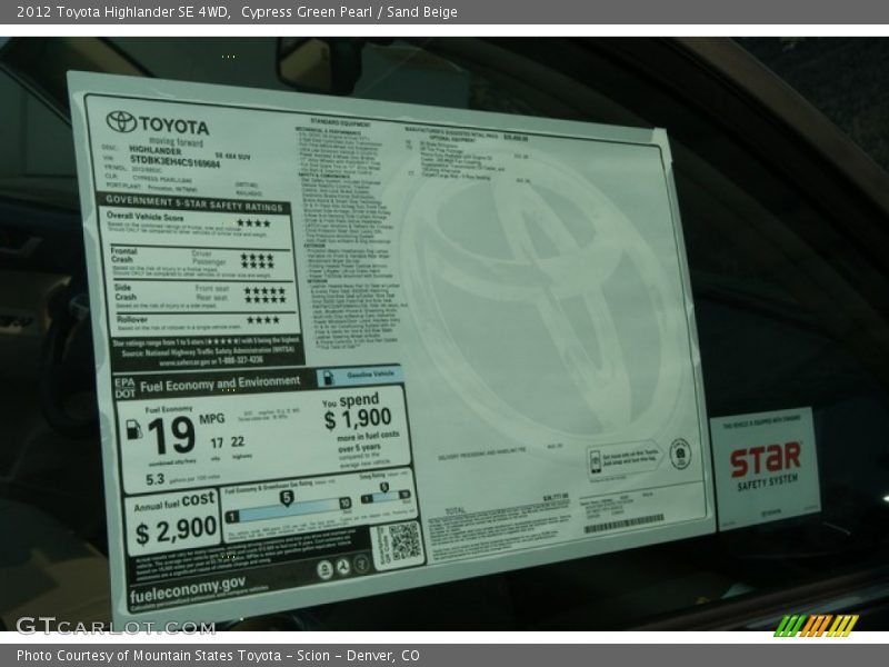 Cypress Green Pearl / Sand Beige 2012 Toyota Highlander SE 4WD