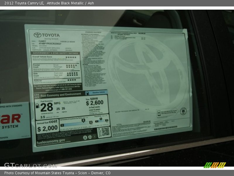 Attitude Black Metallic / Ash 2012 Toyota Camry LE