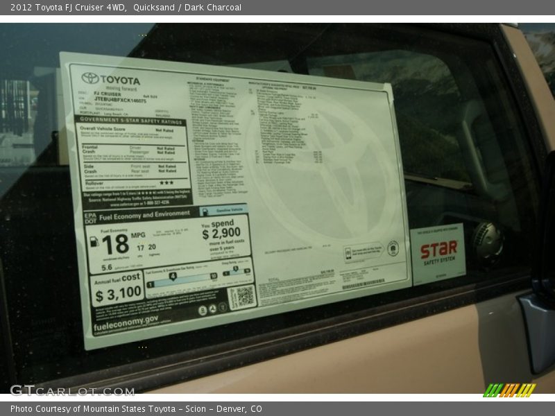  2012 FJ Cruiser 4WD Window Sticker