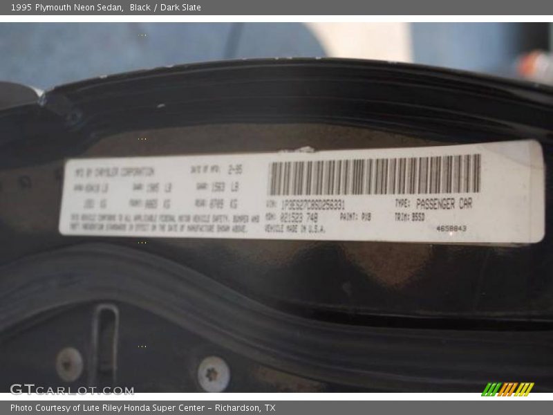 Black / Dark Slate 1995 Plymouth Neon Sedan