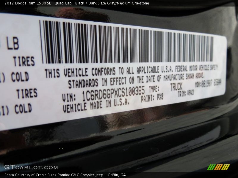 Black / Dark Slate Gray/Medium Graystone 2012 Dodge Ram 1500 SLT Quad Cab