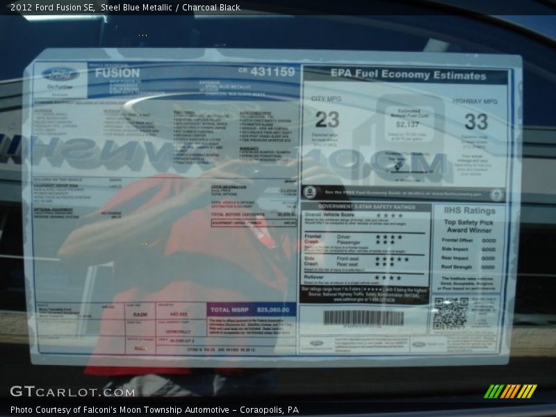Steel Blue Metallic / Charcoal Black 2012 Ford Fusion SE
