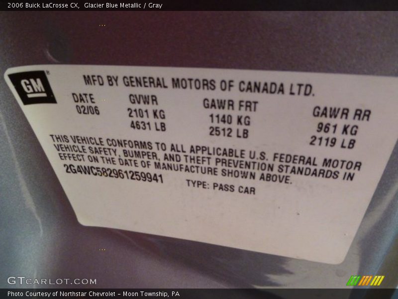 Glacier Blue Metallic / Gray 2006 Buick LaCrosse CX
