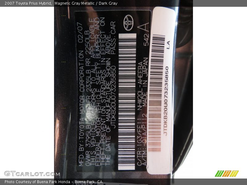 Magnetic Gray Metallic / Dark Gray 2007 Toyota Prius Hybrid