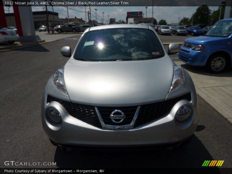 Chrome Silver / Black/Red Leather/Silver Trim 2012 Nissan Juke SL AWD