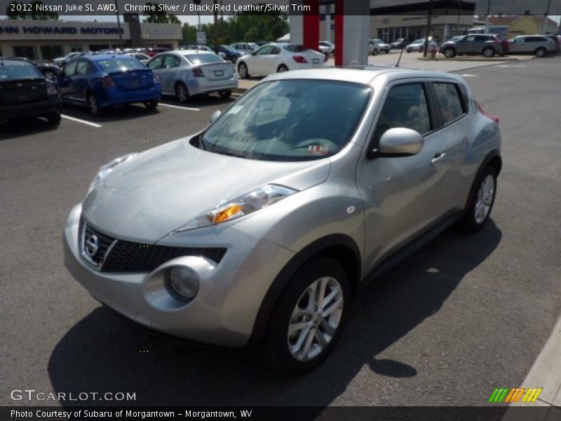 Chrome Silver / Black/Red Leather/Silver Trim 2012 Nissan Juke SL AWD