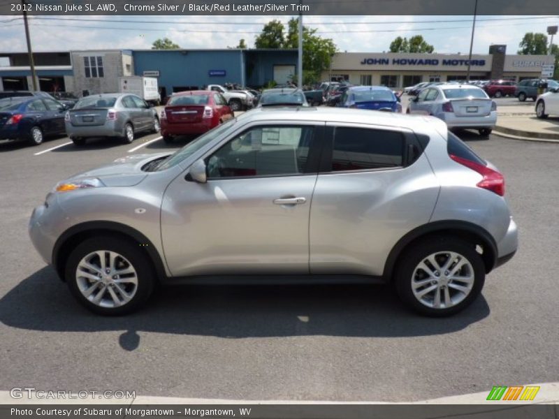 Chrome Silver / Black/Red Leather/Silver Trim 2012 Nissan Juke SL AWD