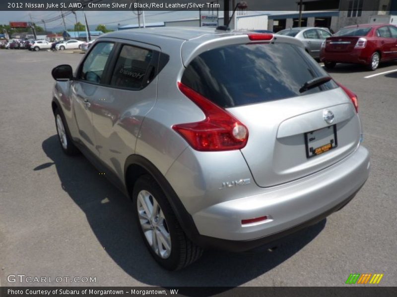 Chrome Silver / Black/Red Leather/Silver Trim 2012 Nissan Juke SL AWD