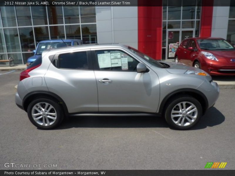 Chrome Silver / Black/Red Leather/Silver Trim 2012 Nissan Juke SL AWD
