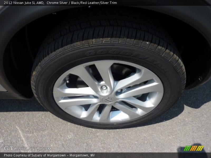 Chrome Silver / Black/Red Leather/Silver Trim 2012 Nissan Juke SL AWD