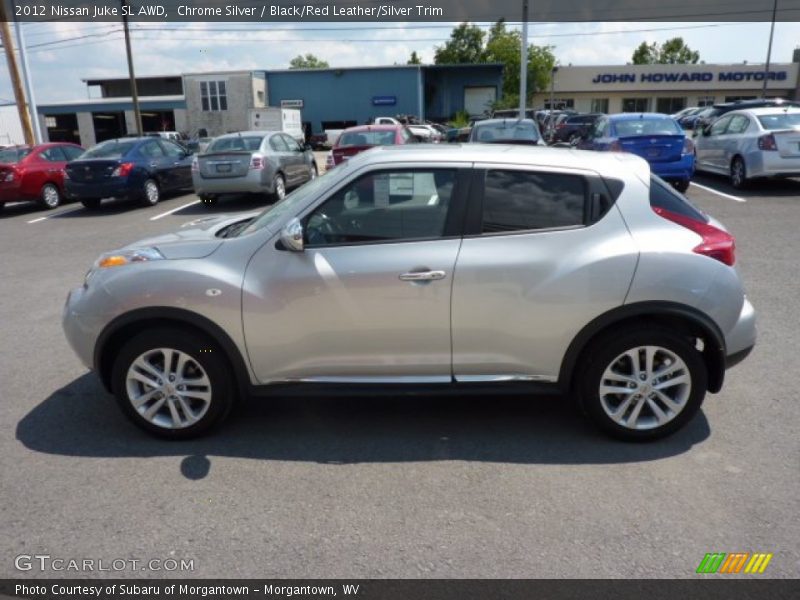 Chrome Silver / Black/Red Leather/Silver Trim 2012 Nissan Juke SL AWD