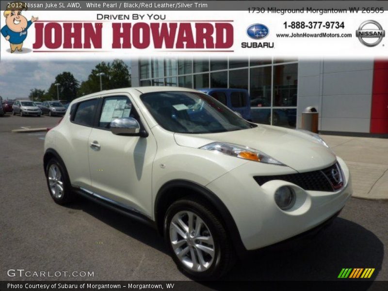 White Pearl / Black/Red Leather/Silver Trim 2012 Nissan Juke SL AWD