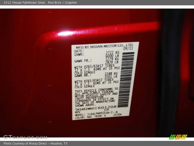 Red Brick / Graphite 2012 Nissan Pathfinder Silver