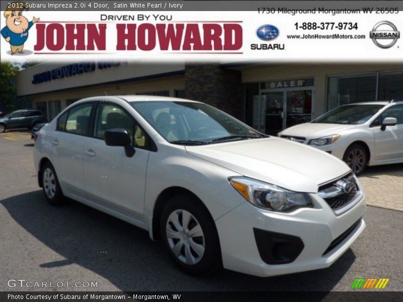 Satin White Pearl / Ivory 2012 Subaru Impreza 2.0i 4 Door