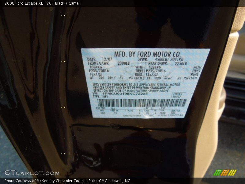 Black / Camel 2008 Ford Escape XLT V6