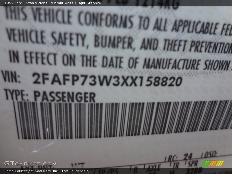 1999 Crown Victoria  Vibrant White Color Code WT