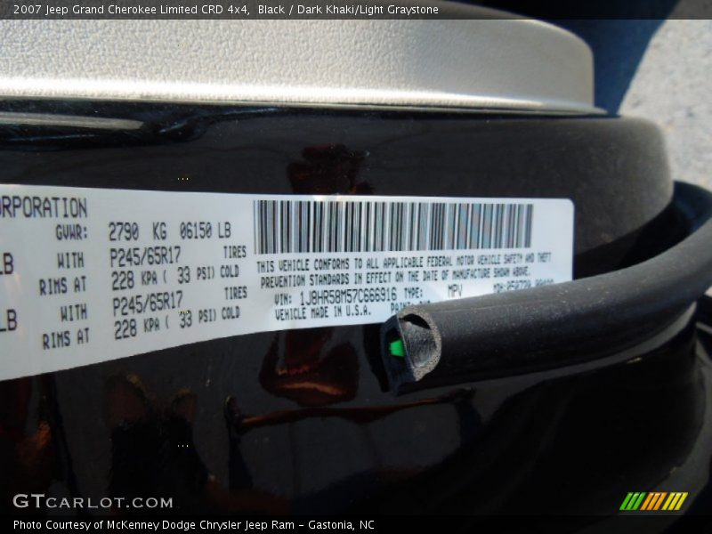 Black / Dark Khaki/Light Graystone 2007 Jeep Grand Cherokee Limited CRD 4x4