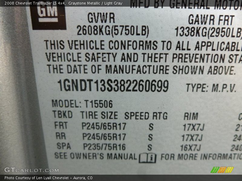 Graystone Metallic / Light Gray 2008 Chevrolet TrailBlazer LS 4x4